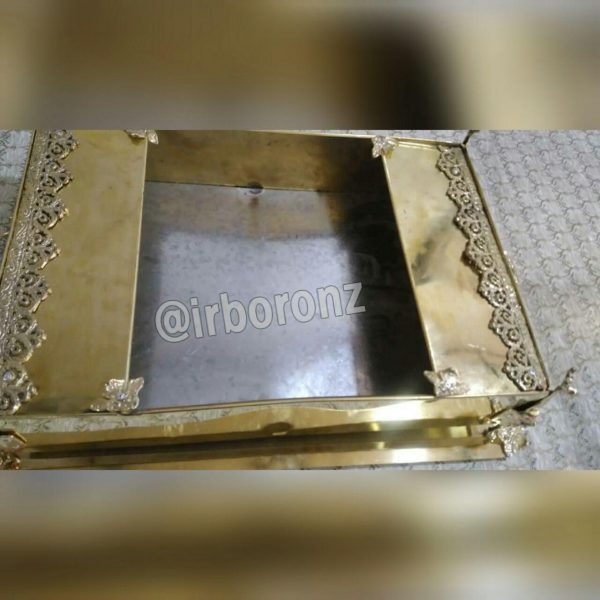 منقل پذیرایی بزرگ ورقی برنجی برنزی - Image 5