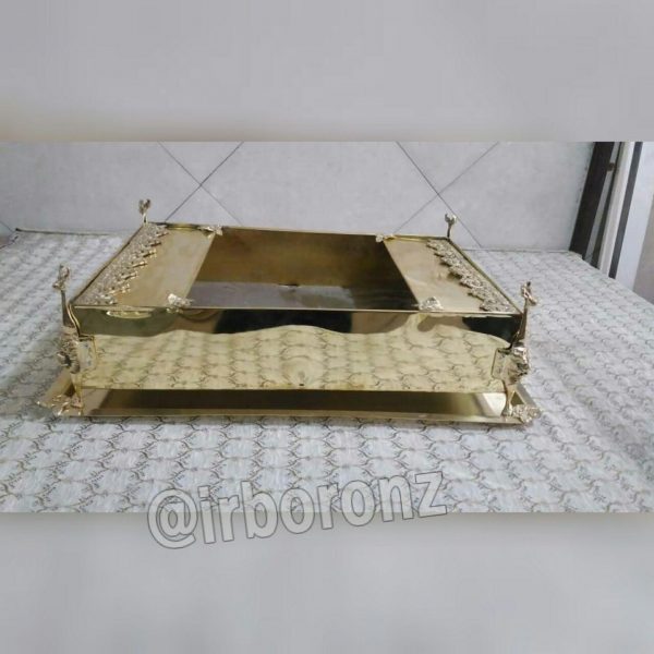 منقل پذیرایی بزرگ ورقی برنجی برنزی - Image 6