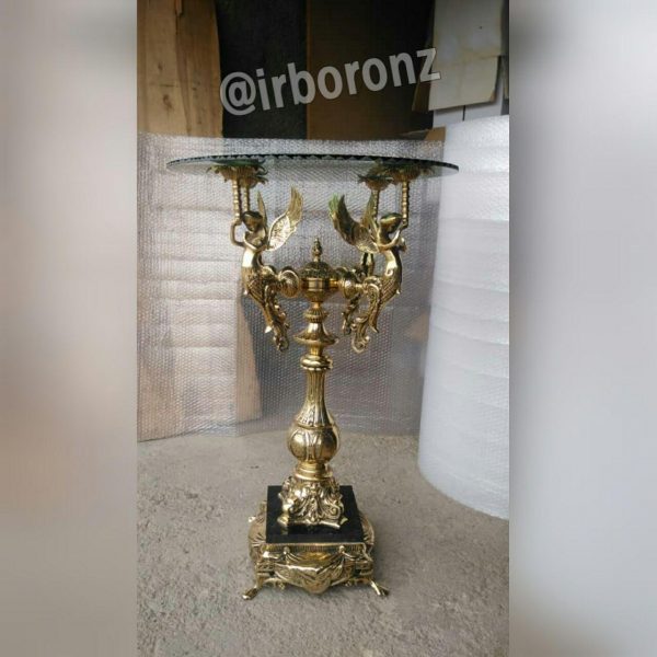 میز خاطره برنزی چهار فرشته پایه سنگی - Image 7