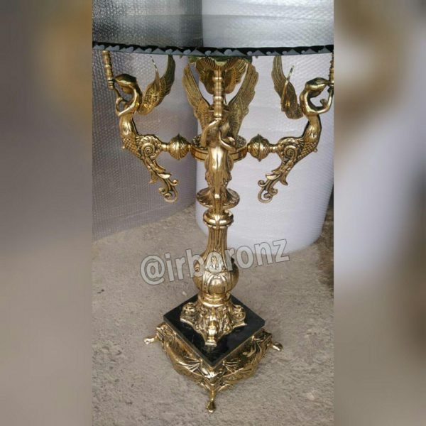 میز خاطره برنزی چهار فرشته پایه سنگی - Image 8