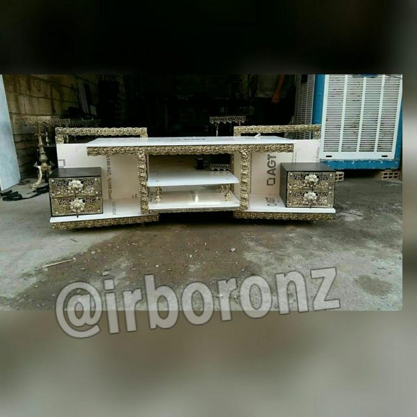 میز تلویزیون برنزی سه تیکه 2 متری تسمه رز 4 کشو با قابلیت جدا شدن از هم - Image 2