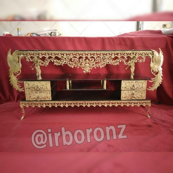 میز تلویزیون برنزی مدل 4 کشو تاجدار طاووس 140 سانتی - Image 4