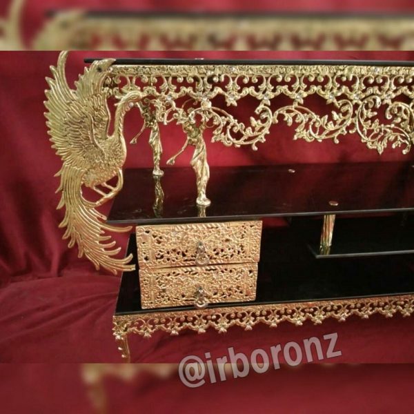 میز تلویزیون برنزی مدل 4 کشو تاجدار طاووس 140 سانتی - Image 6