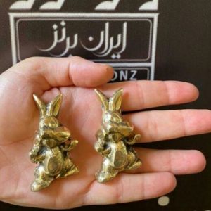 مجسمه خرگوش کوچک جفتی برنزی