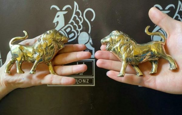 مجسمه شیر کوچک جفتی برنزی - Image 4