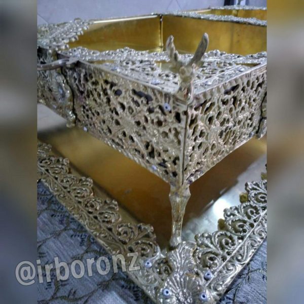 منقل پذیرایی برنزی بزرگ همراه با سینی - Image 4