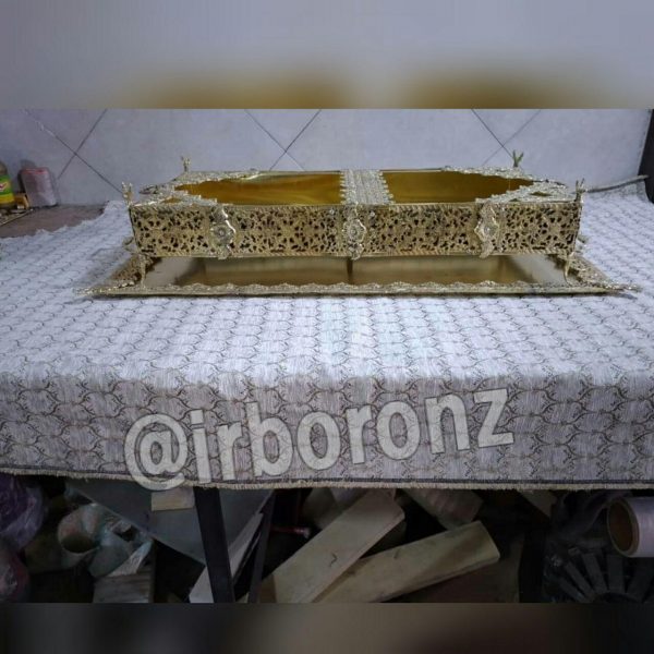 منقل پذیرایی برنزی بزرگ همراه با سینی - Image 6