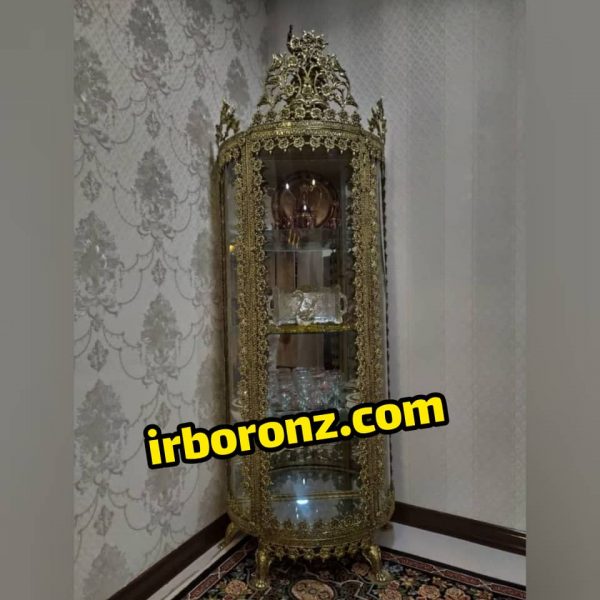 بوفه برنج برنزی نیم گرد مدل تسمه میخک
