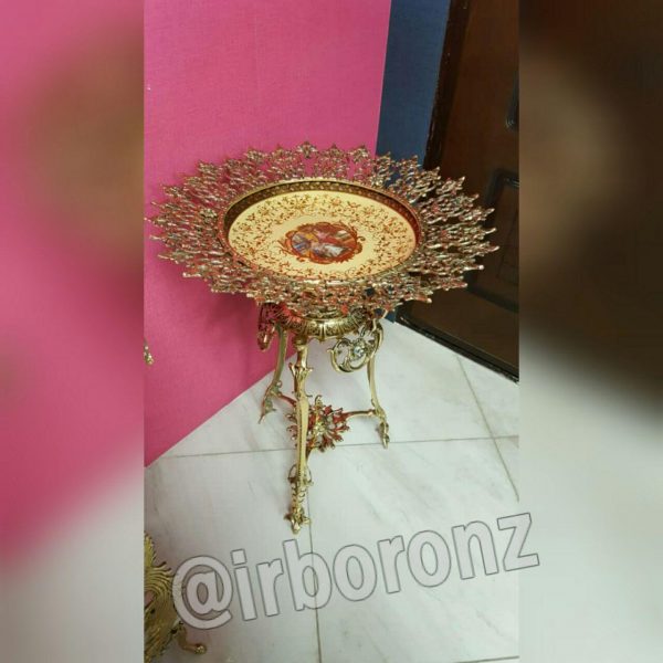 کنار سالنی برنج برنزی بشقاب مدل 3 پایه بلبل - Image 2