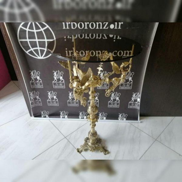 میز خاطره سه فرشته برنزی صفحه شیشه با شاخک - Image 3