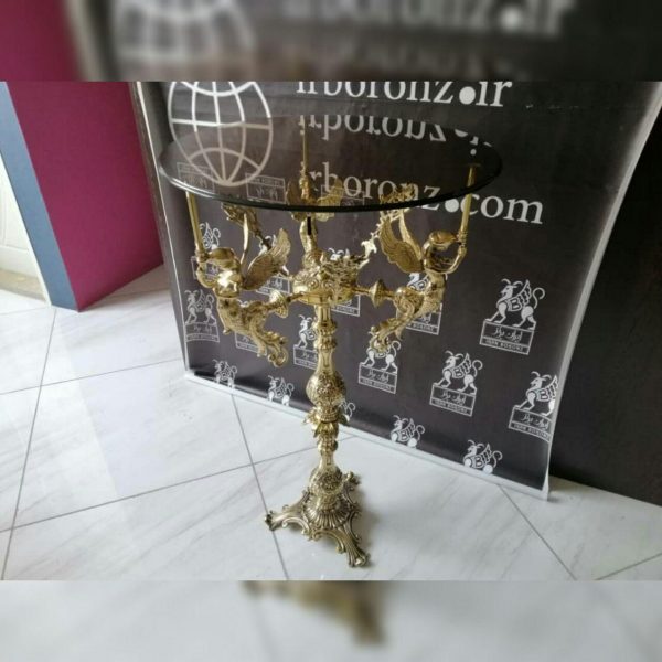 میز خاطره سه فرشته برنزی صفحه شیشه با شاخک - Image 4