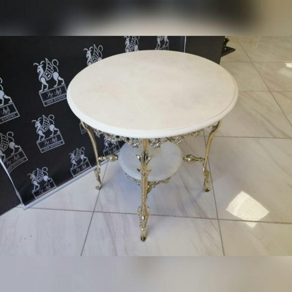 میز خاطره برنزی دو طبقه گرد مدل تسمه نیلوفری - Image 3