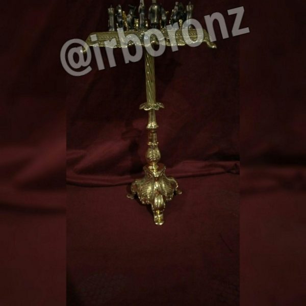 میز شطرنج برنزی مدل پایه شطرنجی با مهره برنزی - Image 4