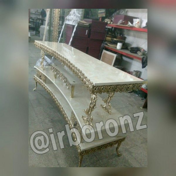میز تلویزیون برنزی مدل خم از داخل مجسمه بانو سگ باز 130 سانتی - Image 4