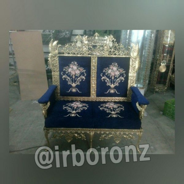 مبل برنج برنزی 7 نفره مدل طاووس تاج دوبل پایه بلند فرشته - Image 3