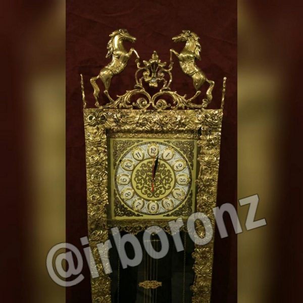 ساعت ایستاده برنزی تاج اسبی - Image 3