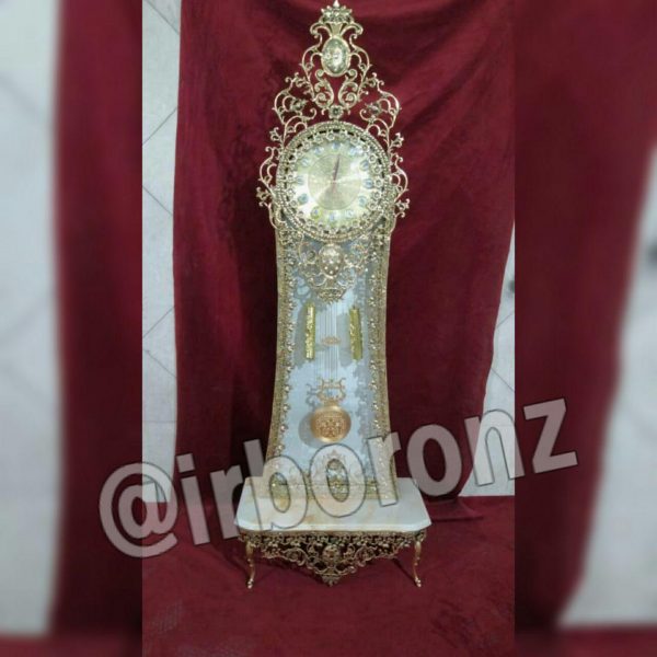 ساعت ایستاده برنزی کنسول دار با سنگ مرمر سوپر - Image 2