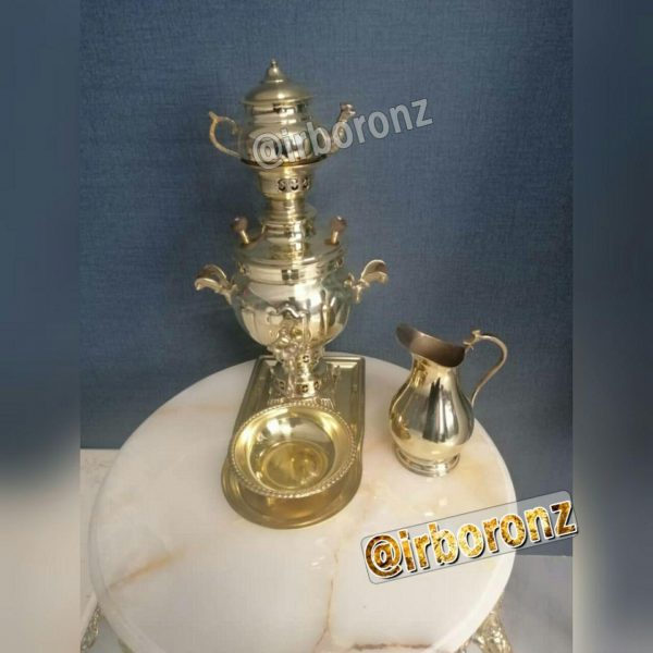 سماور برنجی زغالی 4 لیتری با سرویس کامل - Image 2