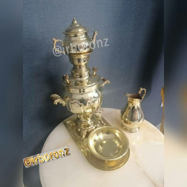 سماور برنجی زغالی 4 لیتری با سرویس کامل - Image 3