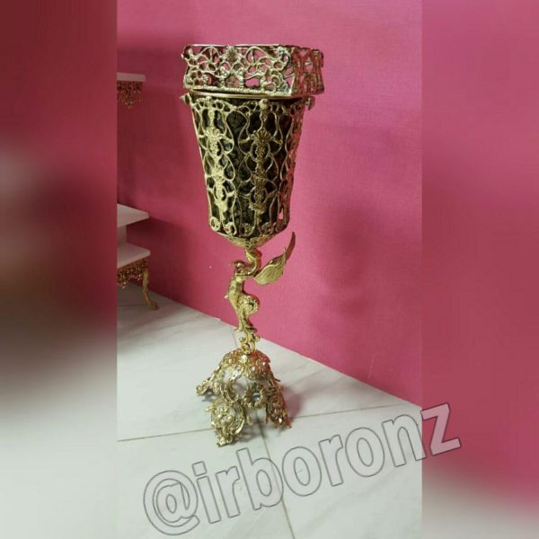 سطل و جا دستمال برنزی مدل گرد فرشته پایه یاس - Image 2