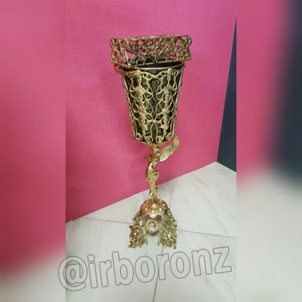 سطل و جا دستمال برنزی مدل گرد فرشته پایه یاس - Image 3
