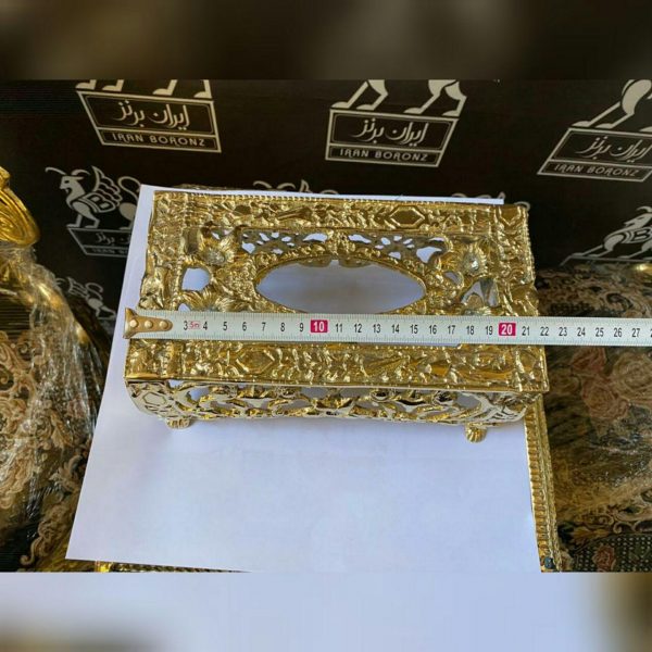 سطل و جا دستمال برنزی گرد مدل پایه یاس - Image 2