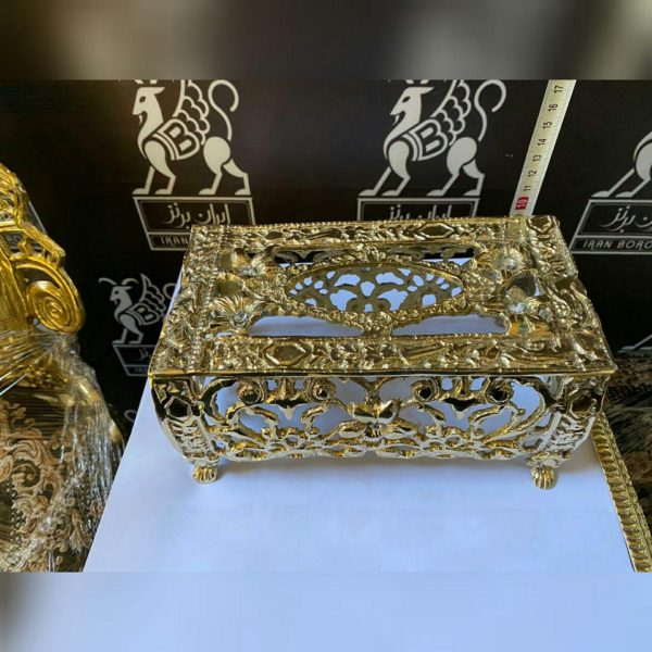 سطل و جا دستمال برنزی گرد مدل پایه یاس - Image 3