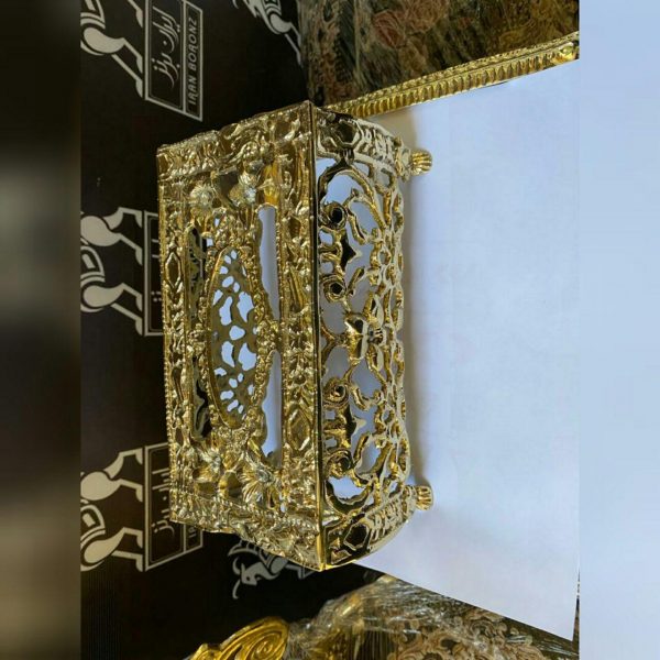 سطل و جا دستمال برنزی گرد مدل پایه یاس - Image 4