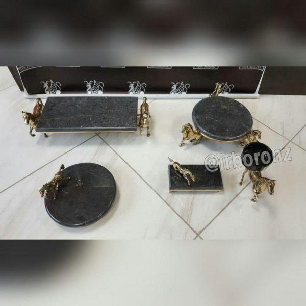 ست پذیرایی اسب 5 تکه برنزی با سنگ مشکی - Image 3