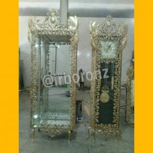 ست ساعت ایستاده برنزی و بوفه برنزی طرح طاووس