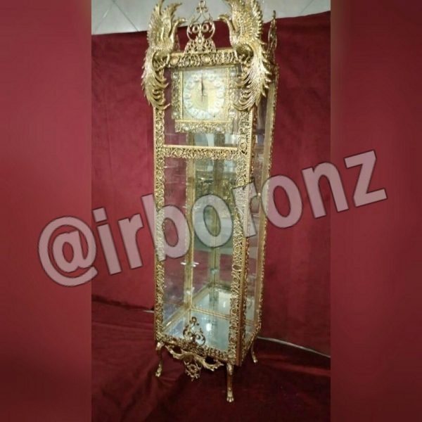 ویترین ساعت دار آلیاژ برنزی طرح طاووس مدل تسمه دو نگین - Image 2