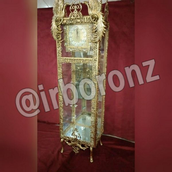 ویترین ساعت دار آلیاژ برنزی طرح طاووس مدل تسمه دو نگین - Image 3