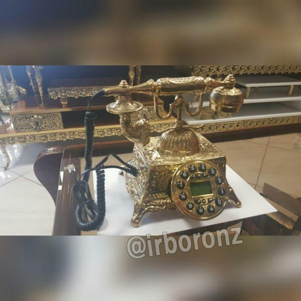 تلفن رومیزی برنزی مدل آیدی کالر دار چهارگوش - Image 4