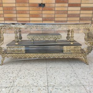 میز تلویزیون سیمرغ دو کشو صفحه مشکی طاقچه دار