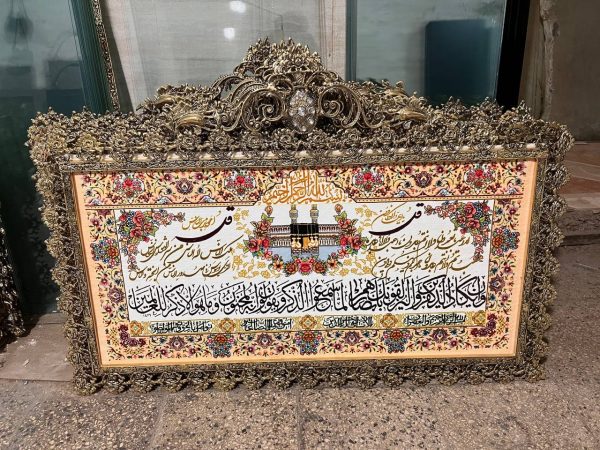 تابلو فرش ون یکاد برنزی مدل گل رز سایز بزرگ تاج دار